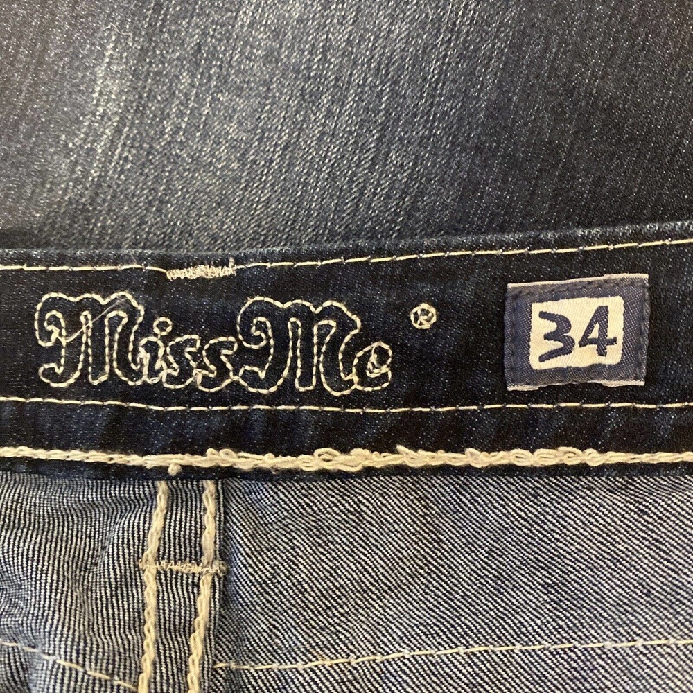 Miss Me Womens Jeans 34 X 29 CAPRIS Signature Boot Mid Rise Jeweled Pocket - Picture 9 of 11